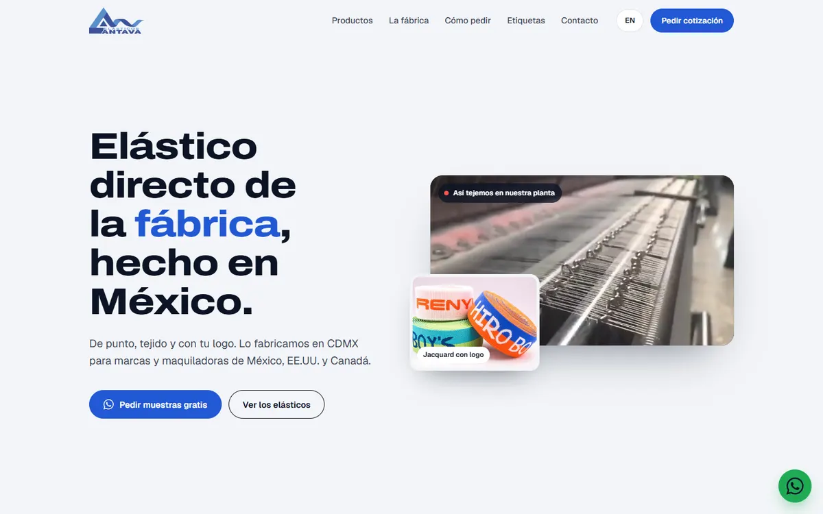 Página de inicio de Antava Elásticos