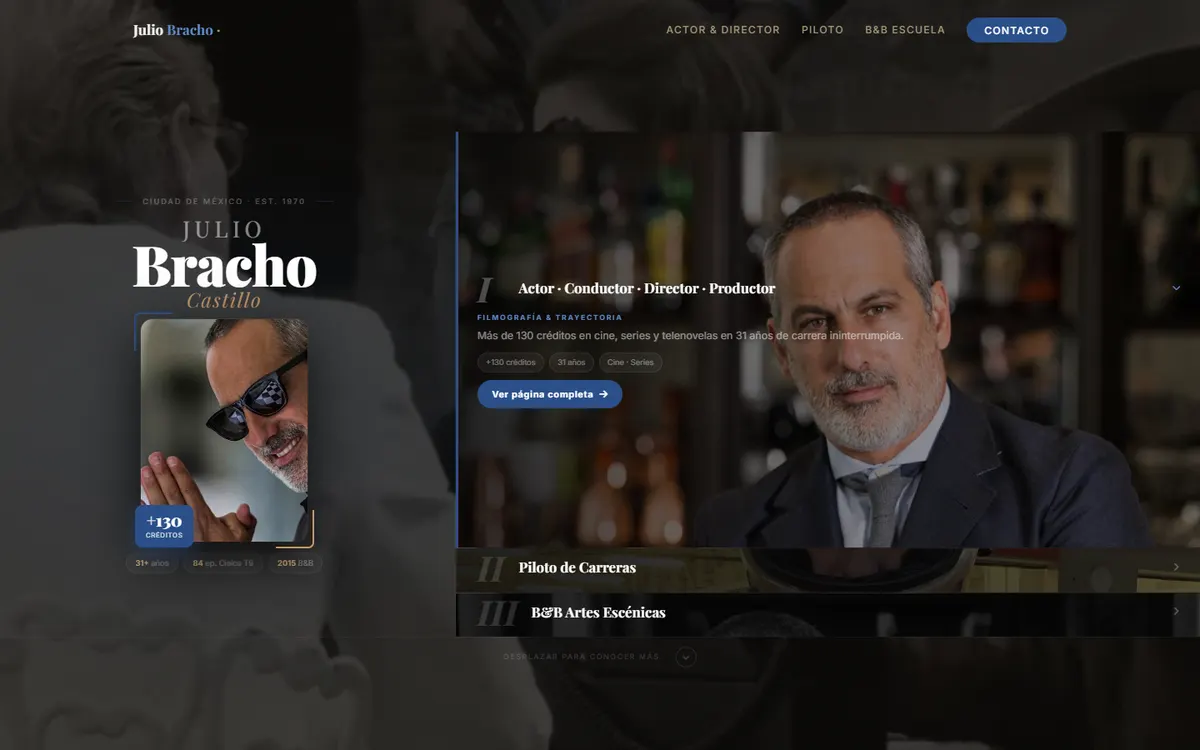Página de inicio del sitio de Julio Bracho