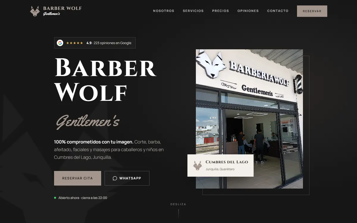 Página de inicio de Barber Wolf